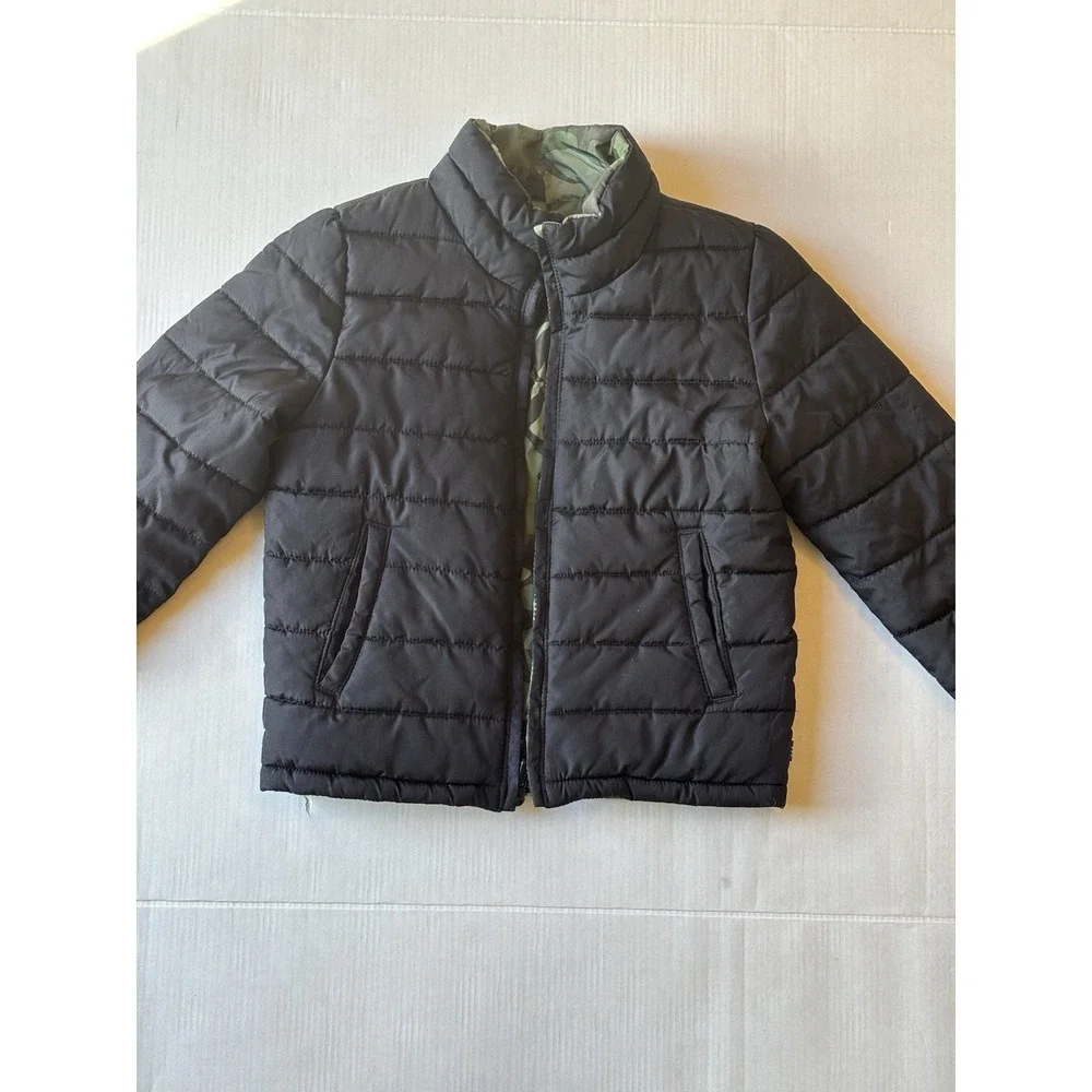 Gap‎ Boys Reversible Black Dinosaur Camouflage Puffer Jacket Cold Control Sz 4